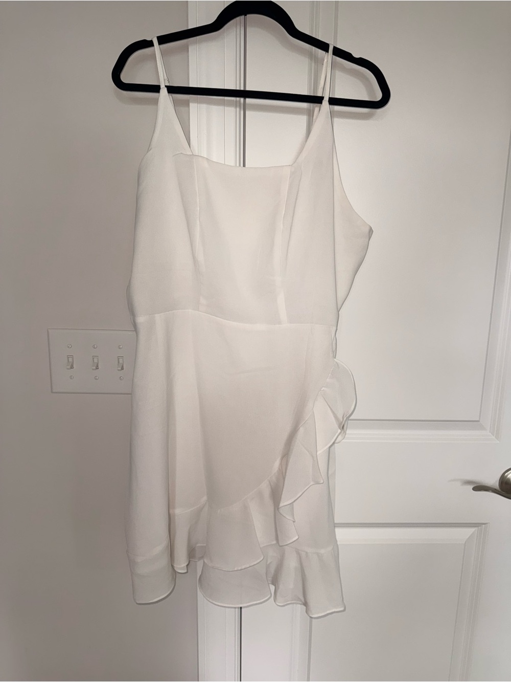 Amazon White Ruffle Slip Mini Dress - Picture 1 of 3